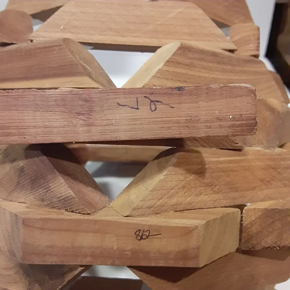 Handcrafted Wooden Basket Intricate Masculine Carpenter Marks